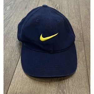 VINTAGE 90s Nike Embroidered Swoosh Snapback Hat Blue Yellow nike hat EUC